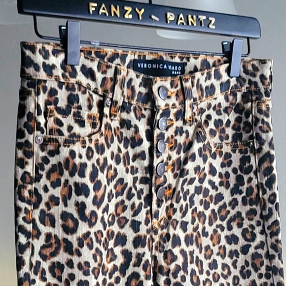 Veronica Beard Debbie Skinny Jeans 10" High Rise Leopard - Picture 6 of 14